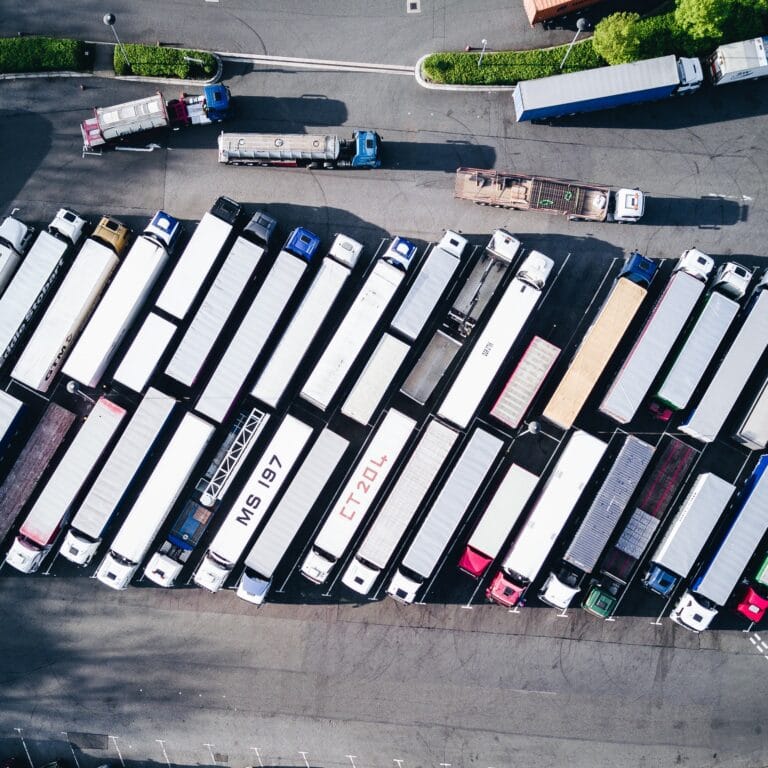 Lorries aerial view